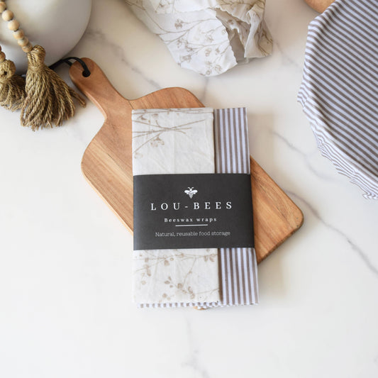 Edited Life Organic Beeswax Wrap – Natural Cotton Singlet : Both Cream & Striped