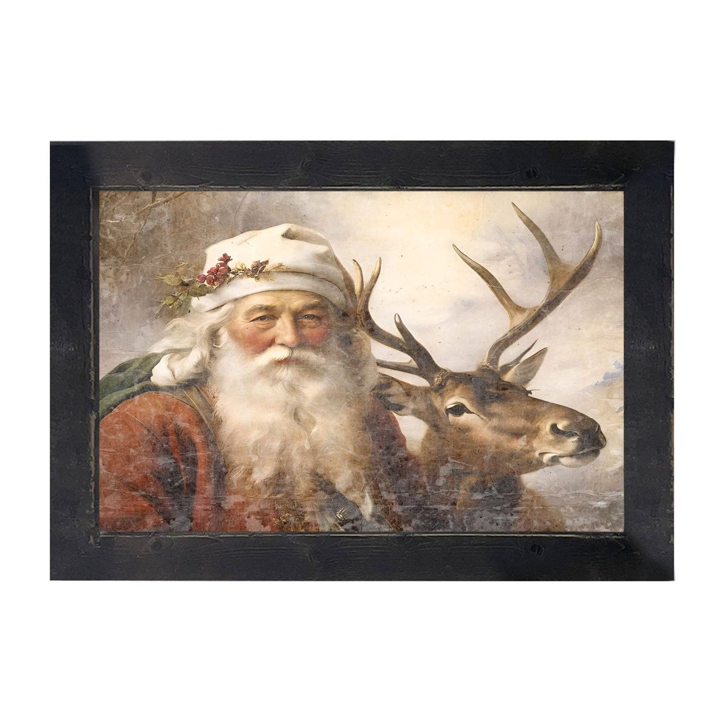 Reindeer with Santa 3 - Horizontal Frame: Black / HS