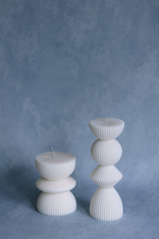 Pillar Candle, Aesthetic Decor, Unique-Shaped Candle: Ivory