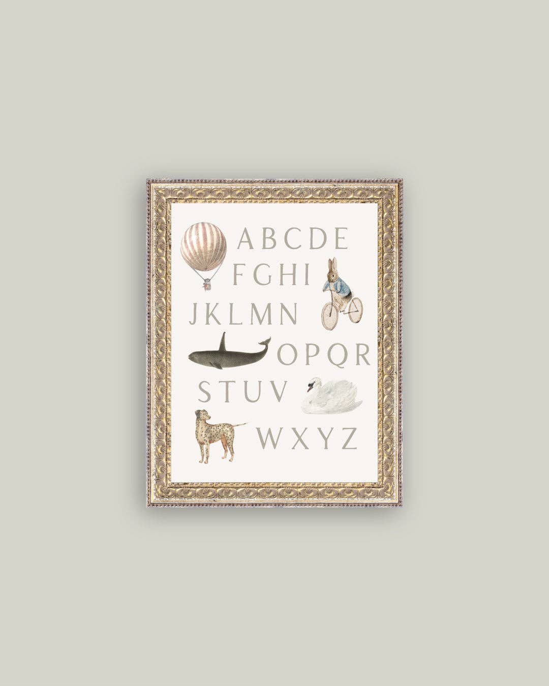 Alphabet with Vintage Art: 8x10