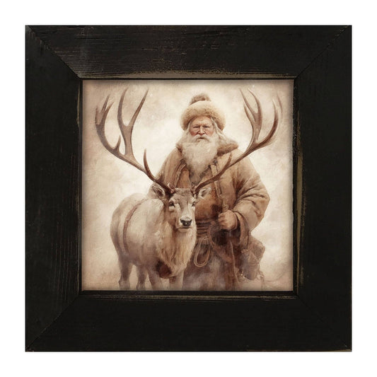 Santa posing with reindeer: Black / Small