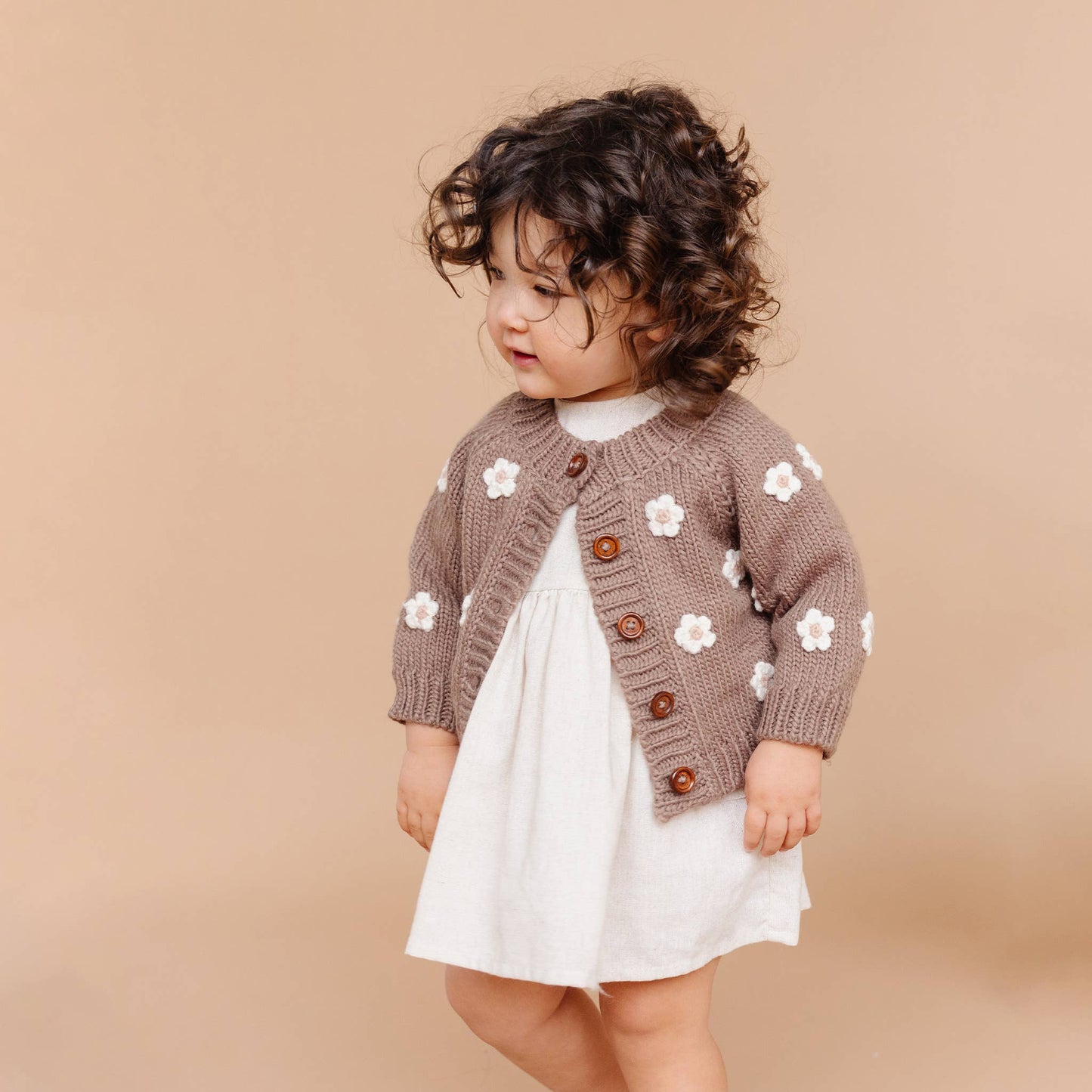 Flower Cardigan Tan Kids and Baby Apparel Sweater Easter: XS; 6-12M