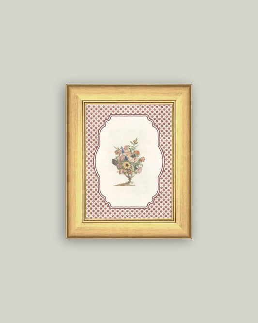Vase of Flowers Framed Antique Art: 9x11