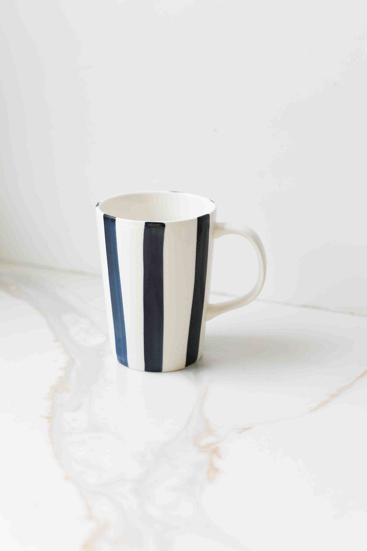 Hand-Painted Striped Ceramic Cup