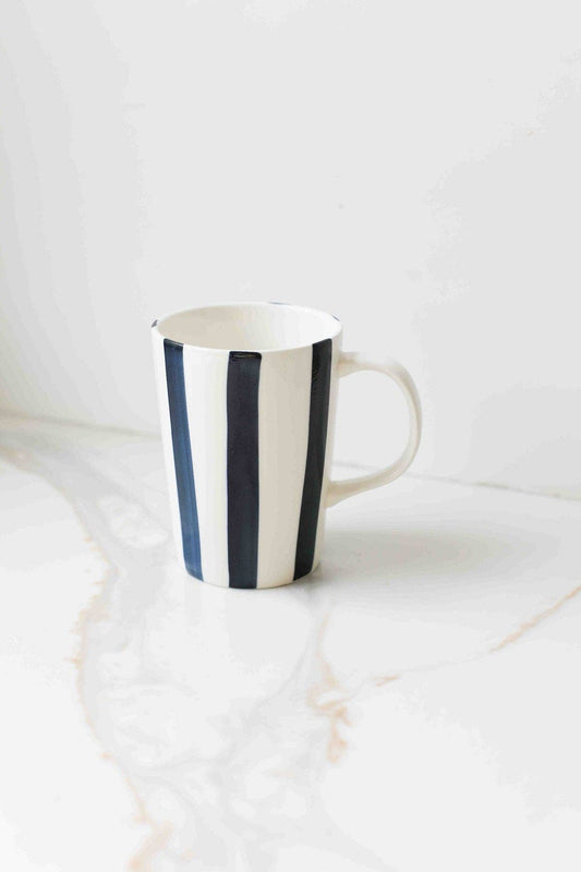Hand-Painted Striped Ceramic Cup