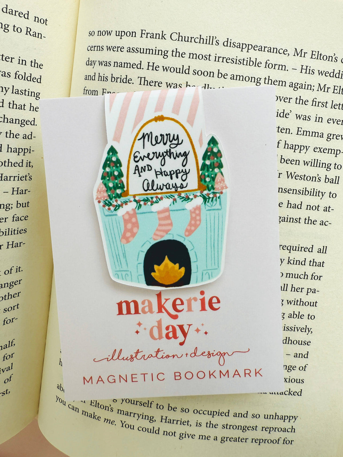 Christmas Fireplace Magnetic Bookmark