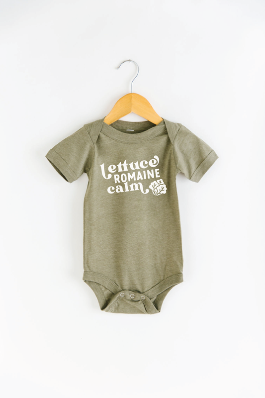 Lettuce Romaine Calm Baby Bodysuit : HEATHER OLIVE