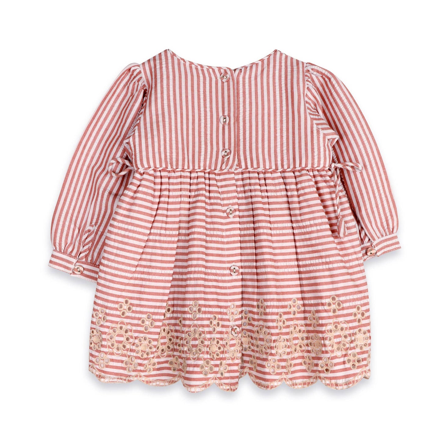 Vivienne Striped Embroidered Baby Dress & Bloomer (Organic): Vintage Berry Stripe