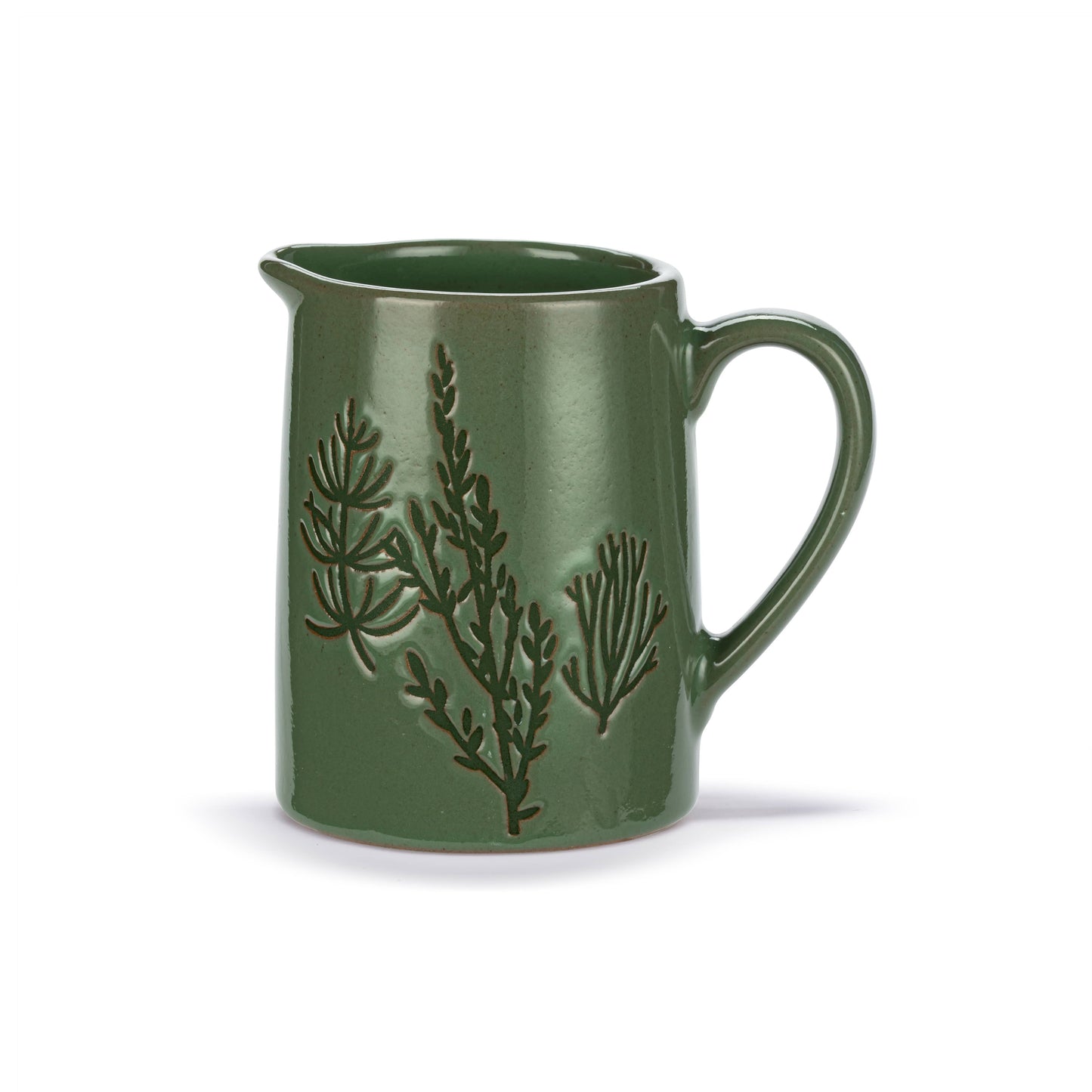 Green Pressed Floral Mini Ceramic Pitcher - 10oz