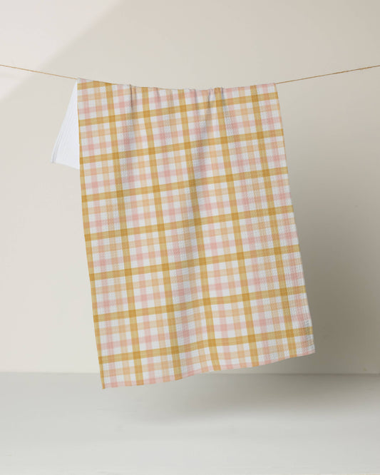 Peachy Plaid Tea Towel
