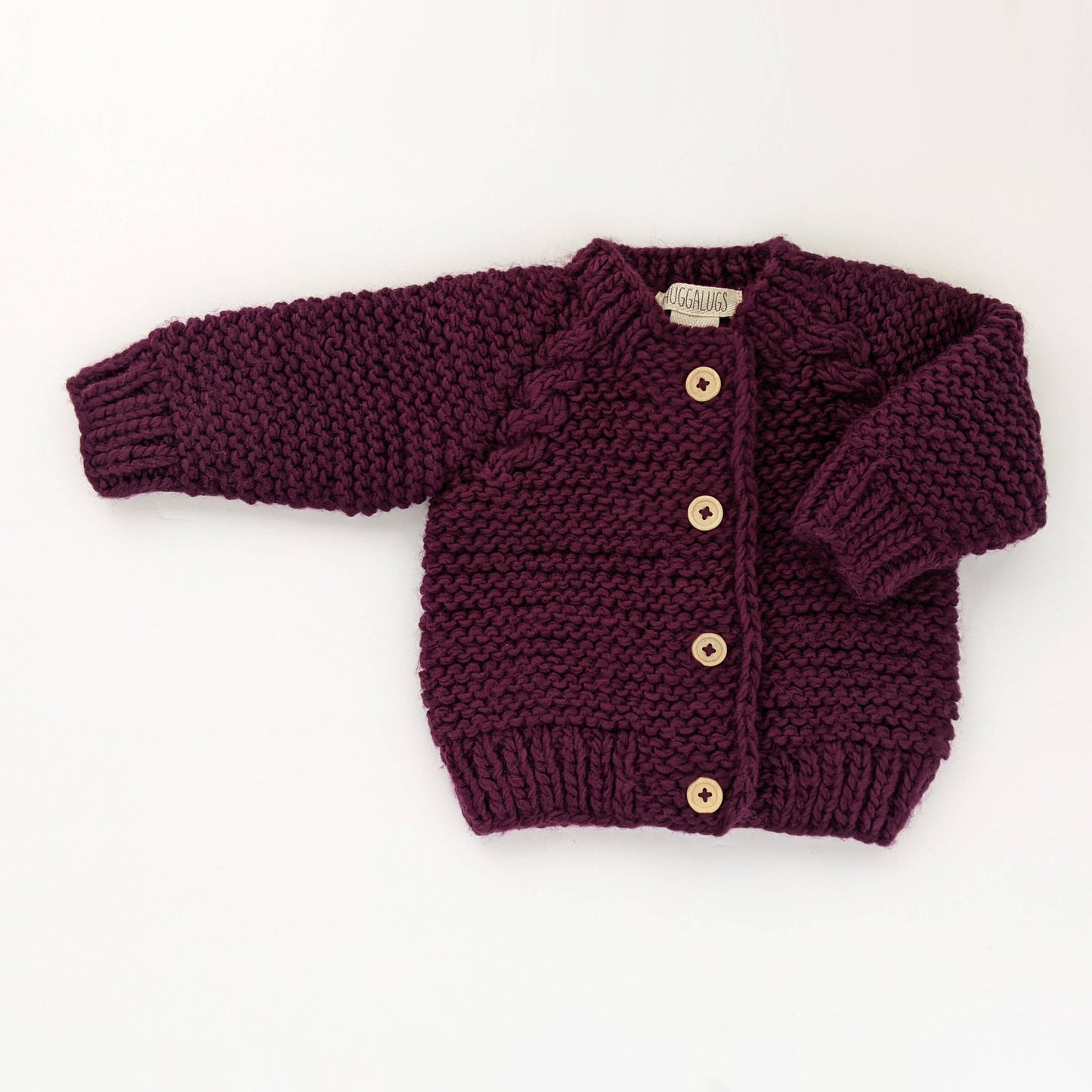 Plum Garter Stitch Cardigan Sweater Baby & Toddler