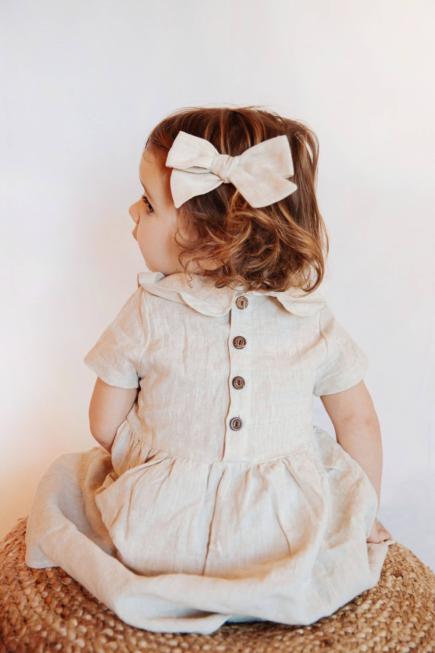 Baby Girl Linen or cotton Peter Pan collar ALLIE DRESS: Floral