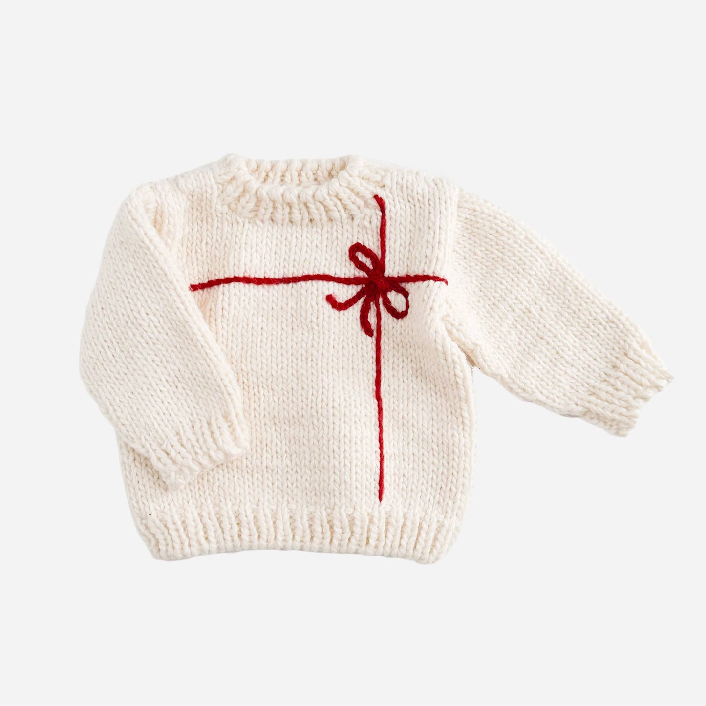 Present Sweater Cream/Red | Kid Baby Holiday Christmas: S; 12-24M