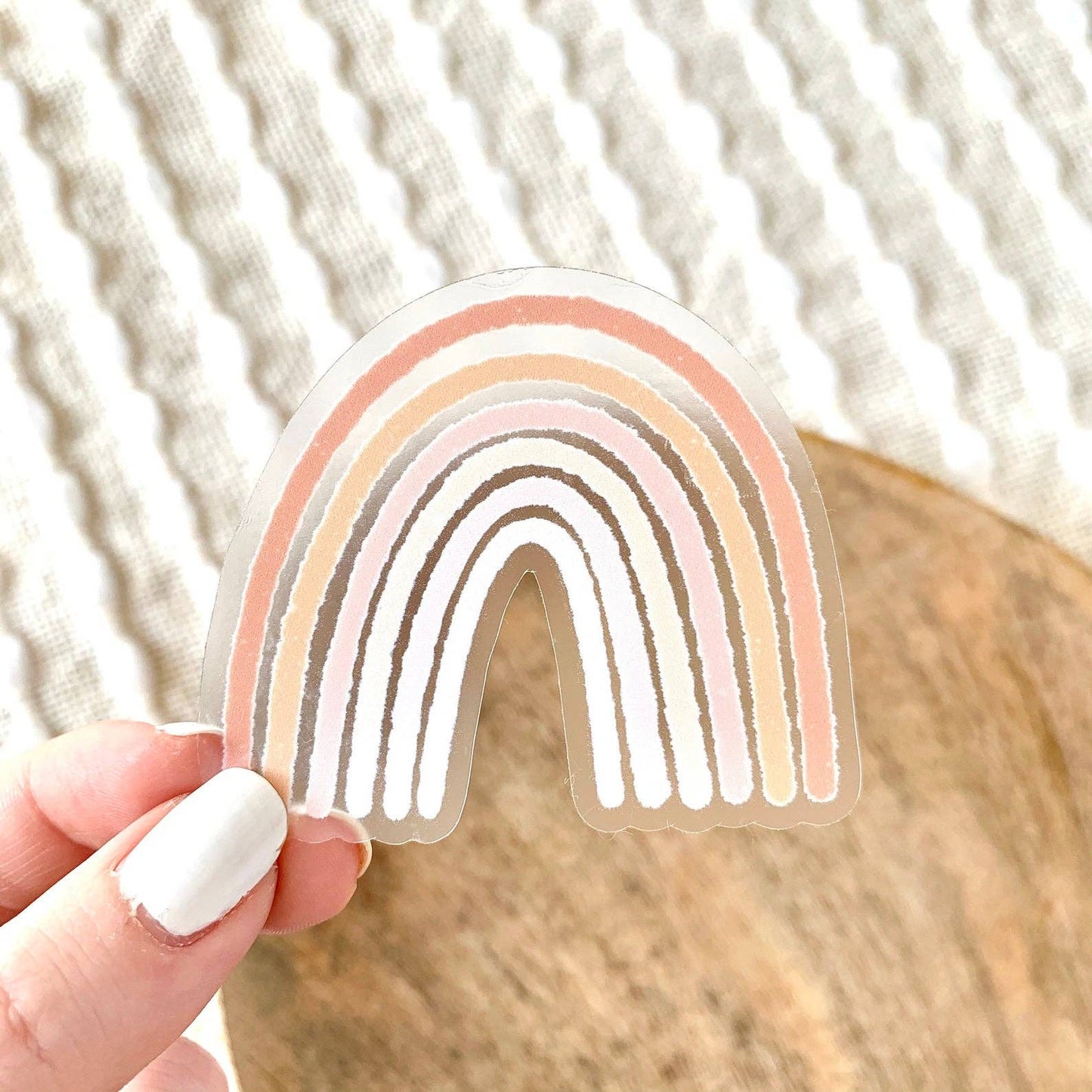 Clear Pink Rainbow Sticker 2.5x2.5 in.