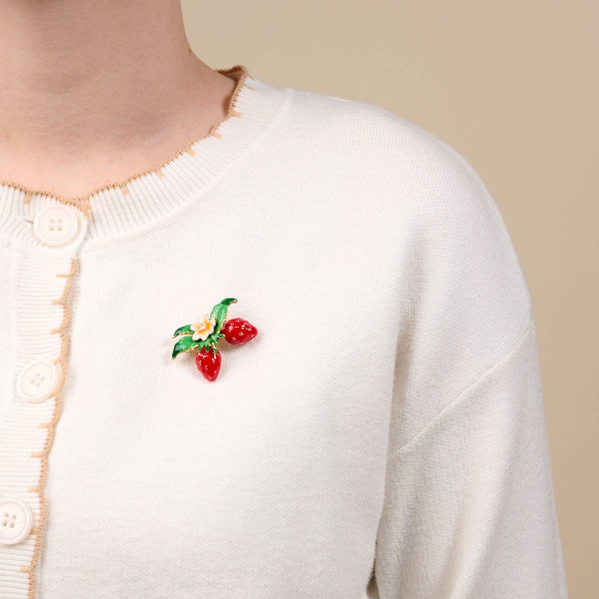 Timeless Brooch-Strawberry Duo