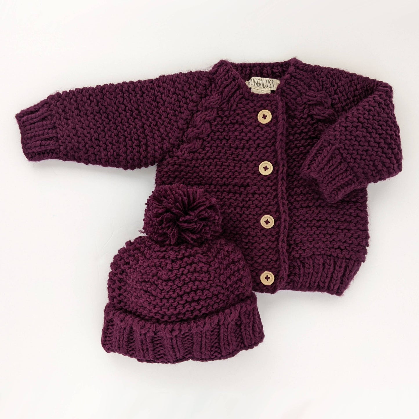 Plum Garter Stitch Cardigan Sweater Baby & Toddler