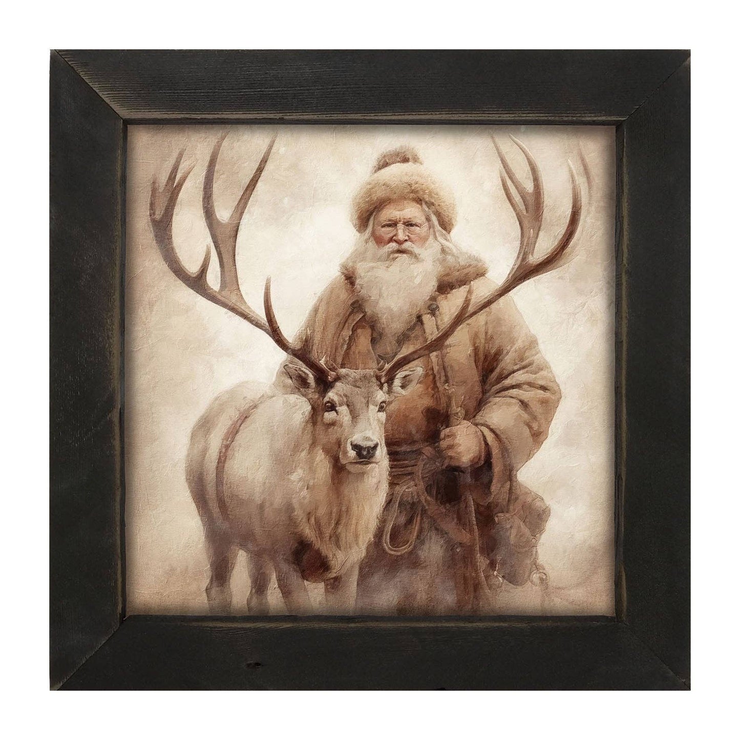 Santa posing with reindeer: Black / Small