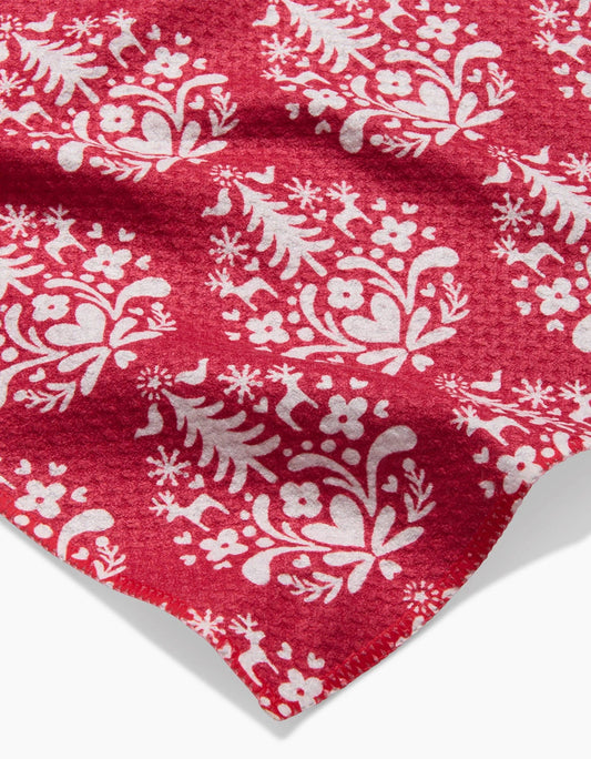 Nordic Holiday Stamp Red Bar Towel