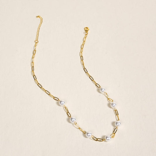 Pearl Paperclip Necklace Chain