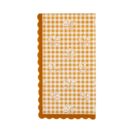 Rust Gingham Block Print Dinner Paper Napkins