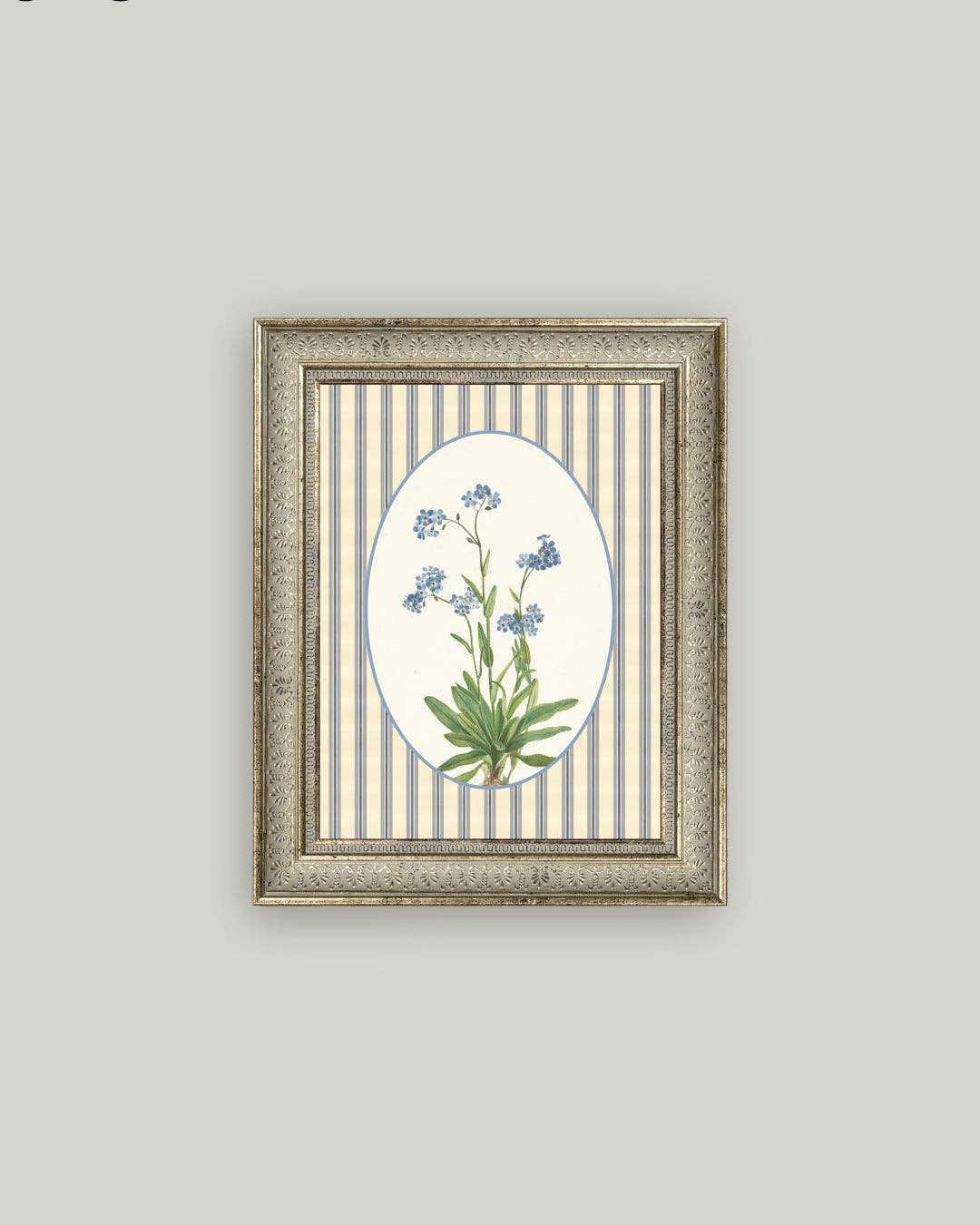 Blue Blooms on Stripe: 5x7