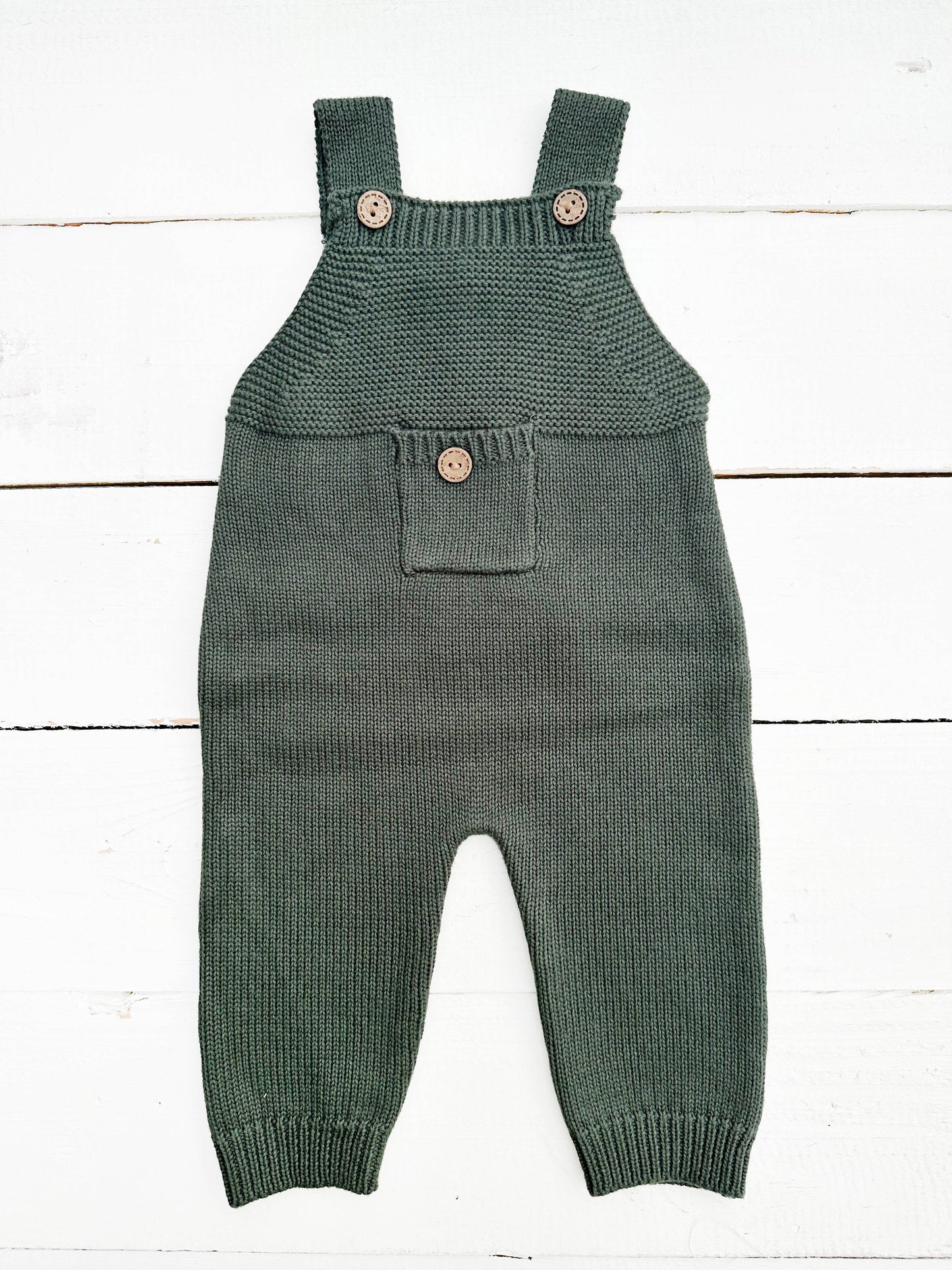 Baby Knit jumperJumpsuit suspender Overalls pants EZRA: Forest Green