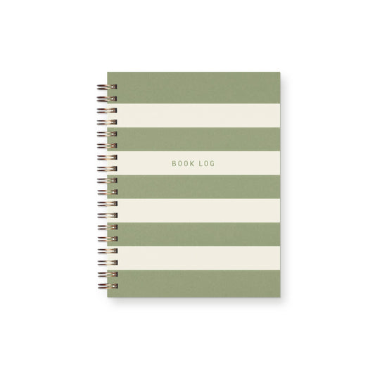 Striped Book Log Reading Journal: Aloe Cover | White Ink