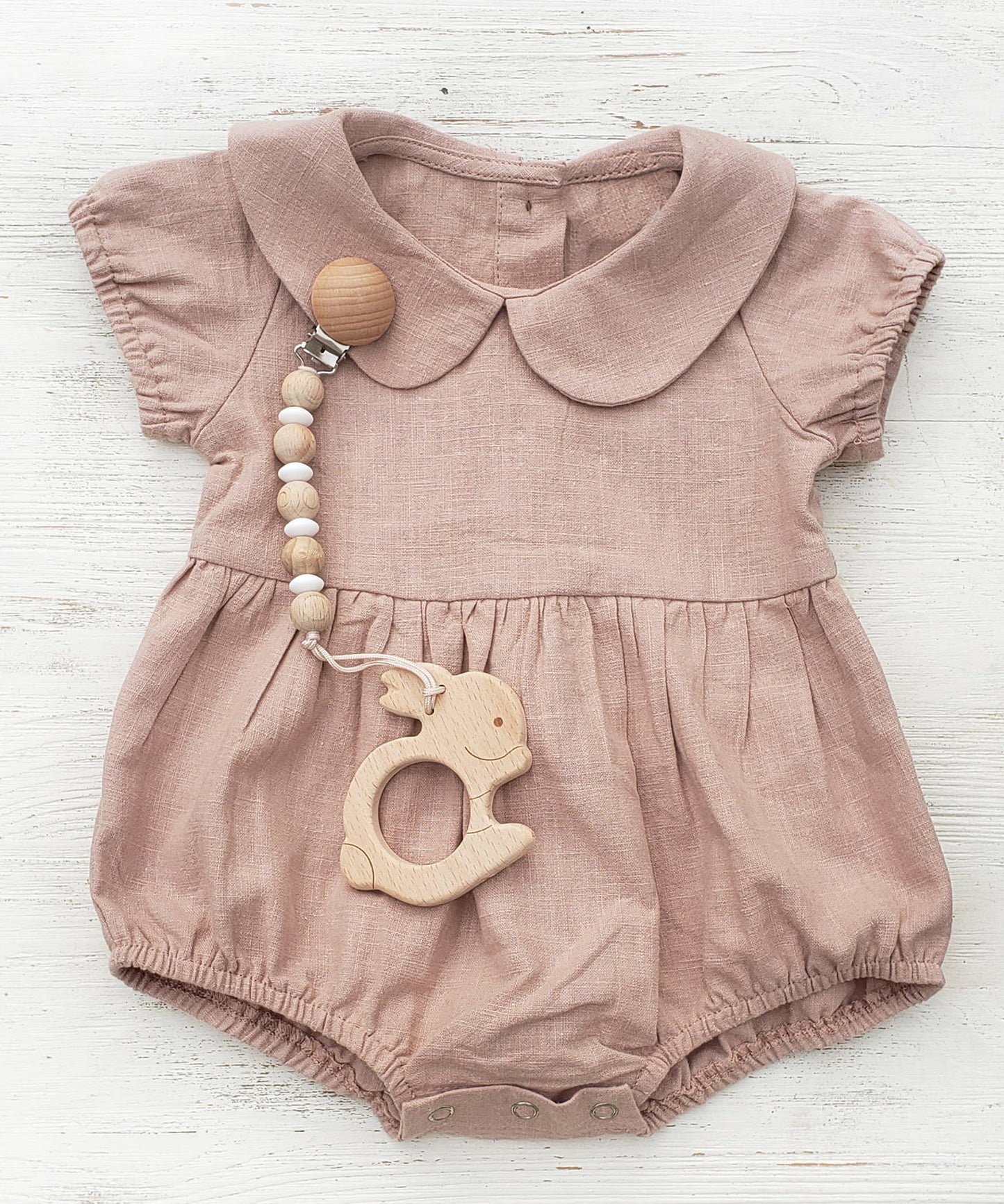 Baby Girl Linen Romper Short sleeve| Allie: Plum