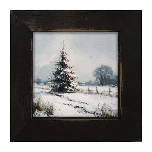 Christmas Tree near Fence: Black / Small