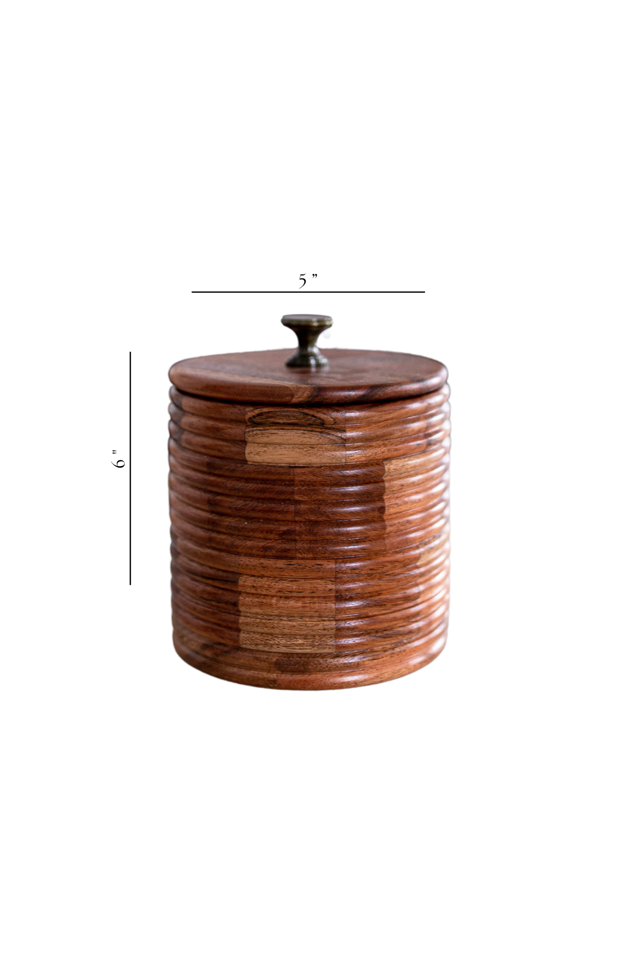 Acacia Wood Ribbed Jar