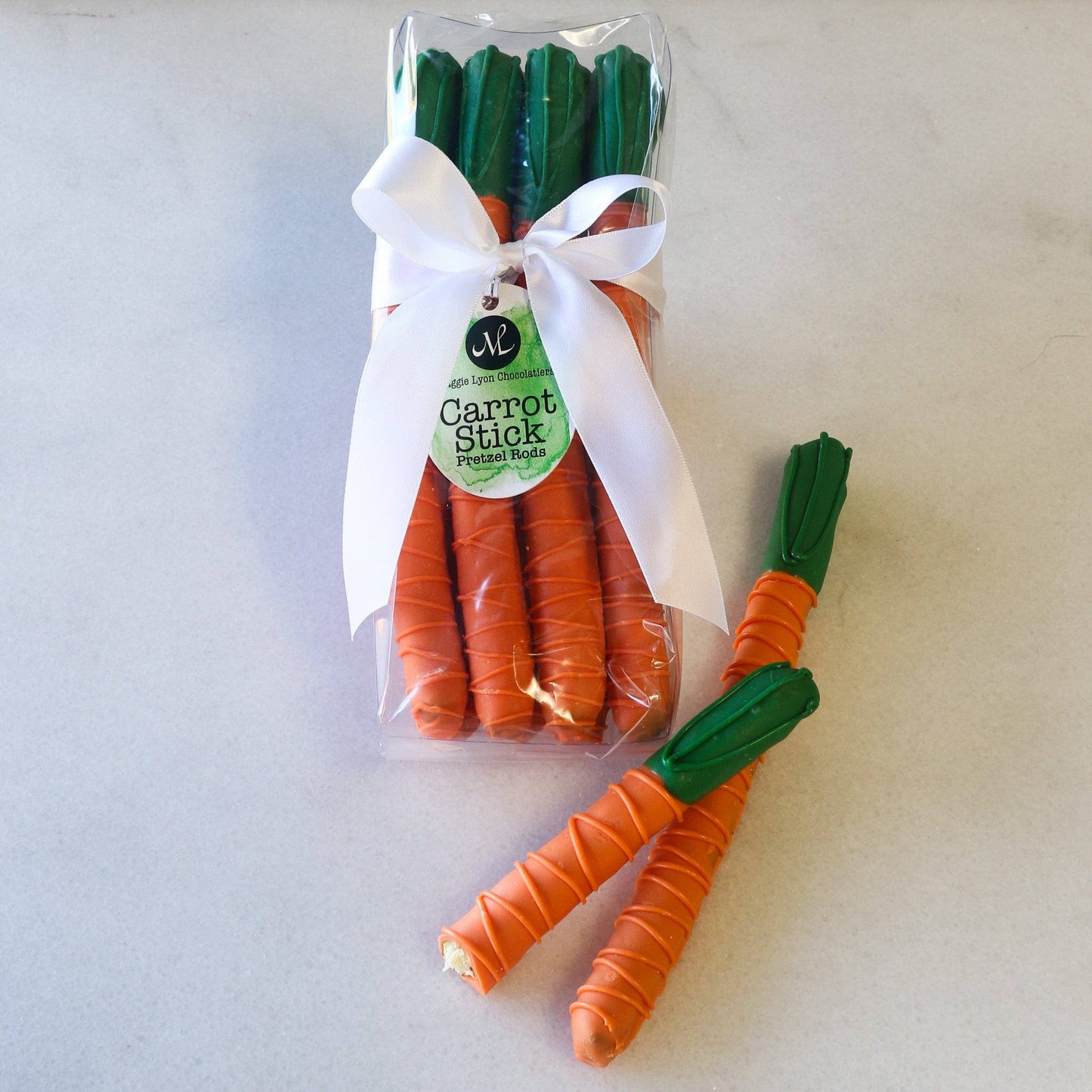 8pc Chocolate Covered Pretzel Rods - Carrot Design