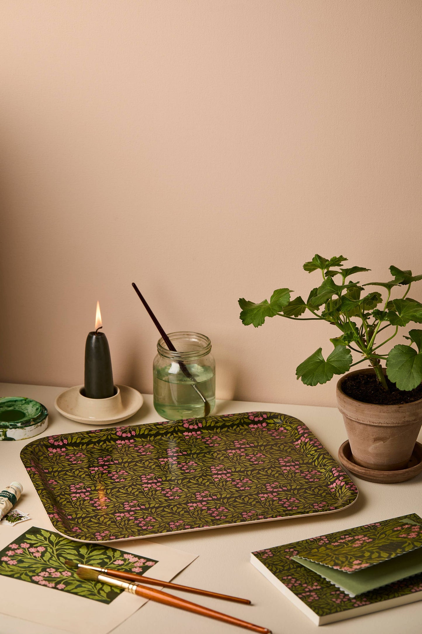 Green Flora Medium Tray