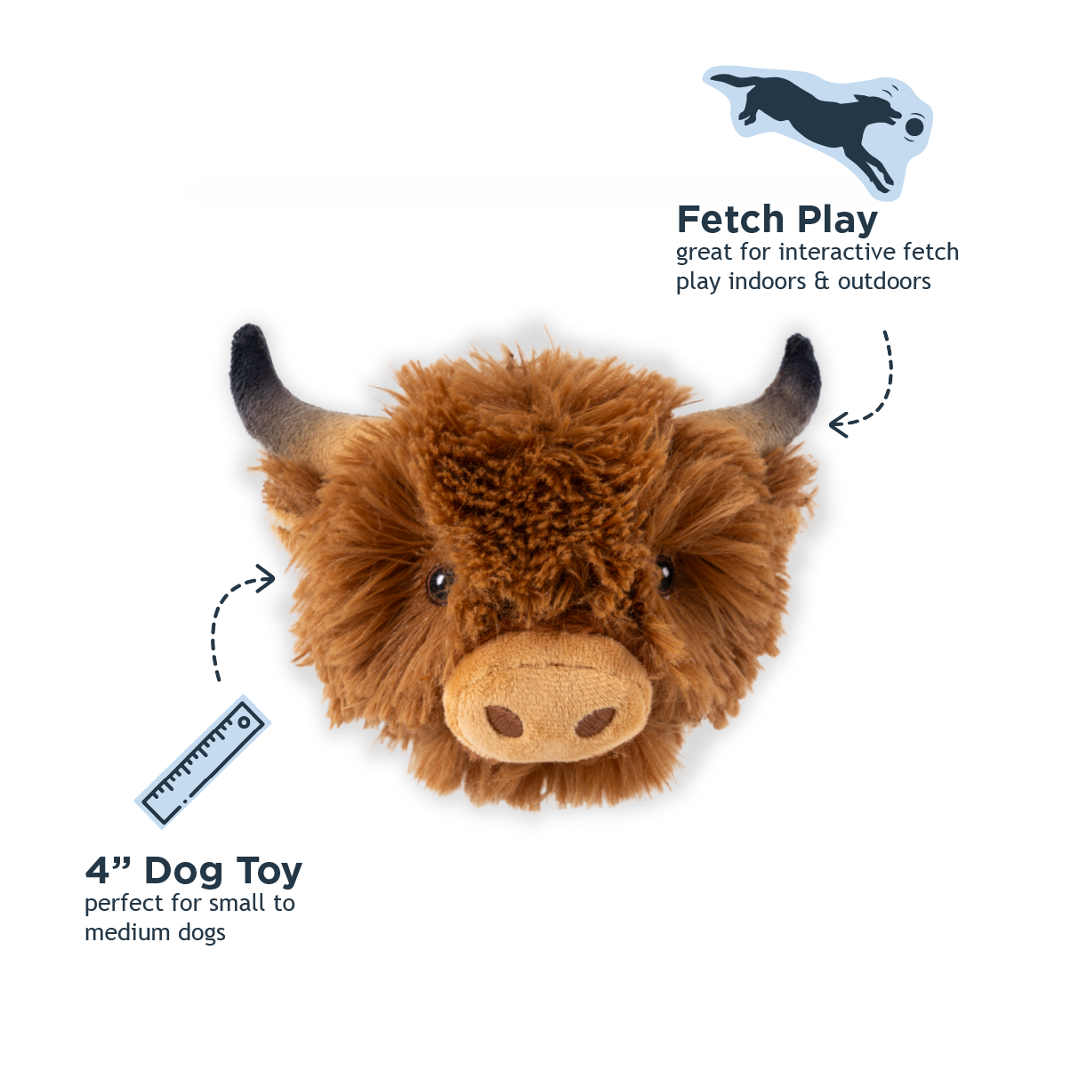 Highland Cow 2-in-1 Fetch Ball Dog Toy