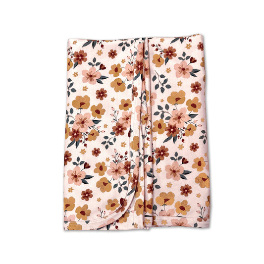 Summer Floral Reversible Baby Blanket (Organic Jersey): Natural
