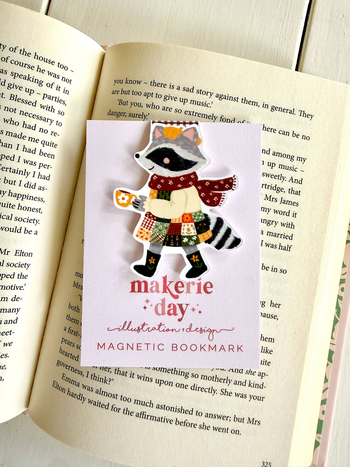 Fall Woodland Raccoon Magnetic Bookmark