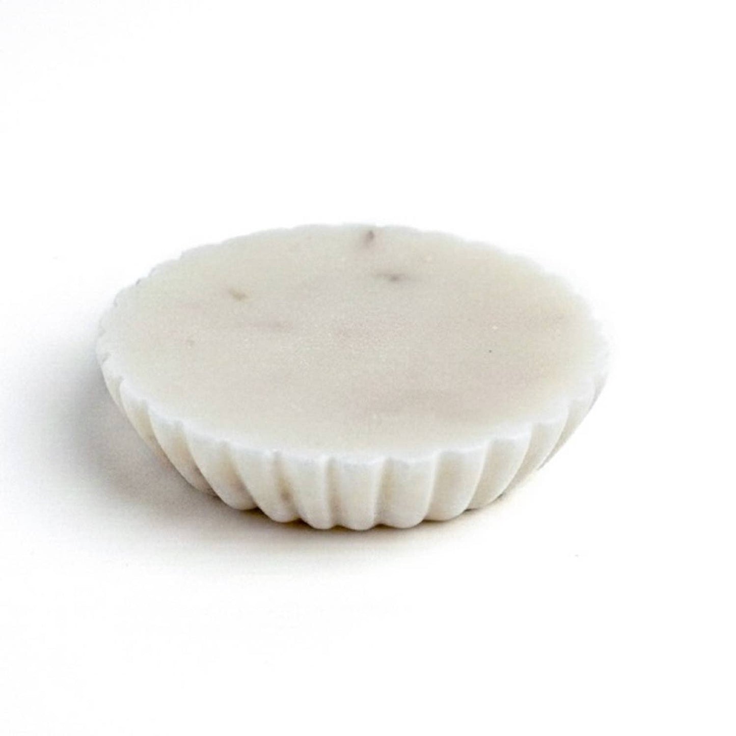 White Marble Soap Dish w/ Grooving