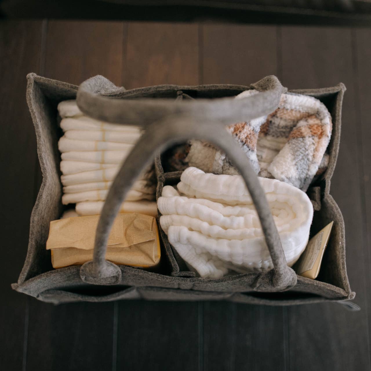 Diaper Caddy in Peppercorn: Large (16 x 10 x 7")