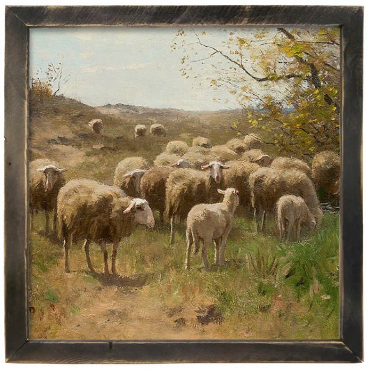 Vintage Grazing Sheep: Black / Small