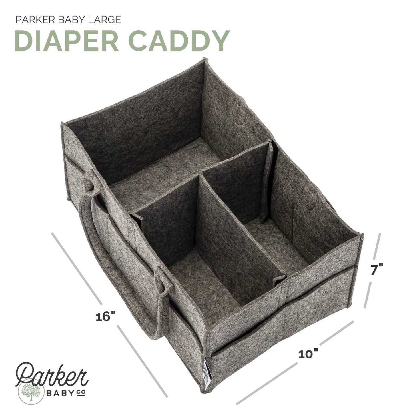 Diaper Caddy in Peppercorn: Large (16 x 10 x 7")