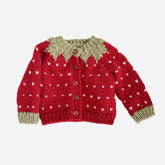 Strawberry Cardigan Baby: Red / XS 6-12m