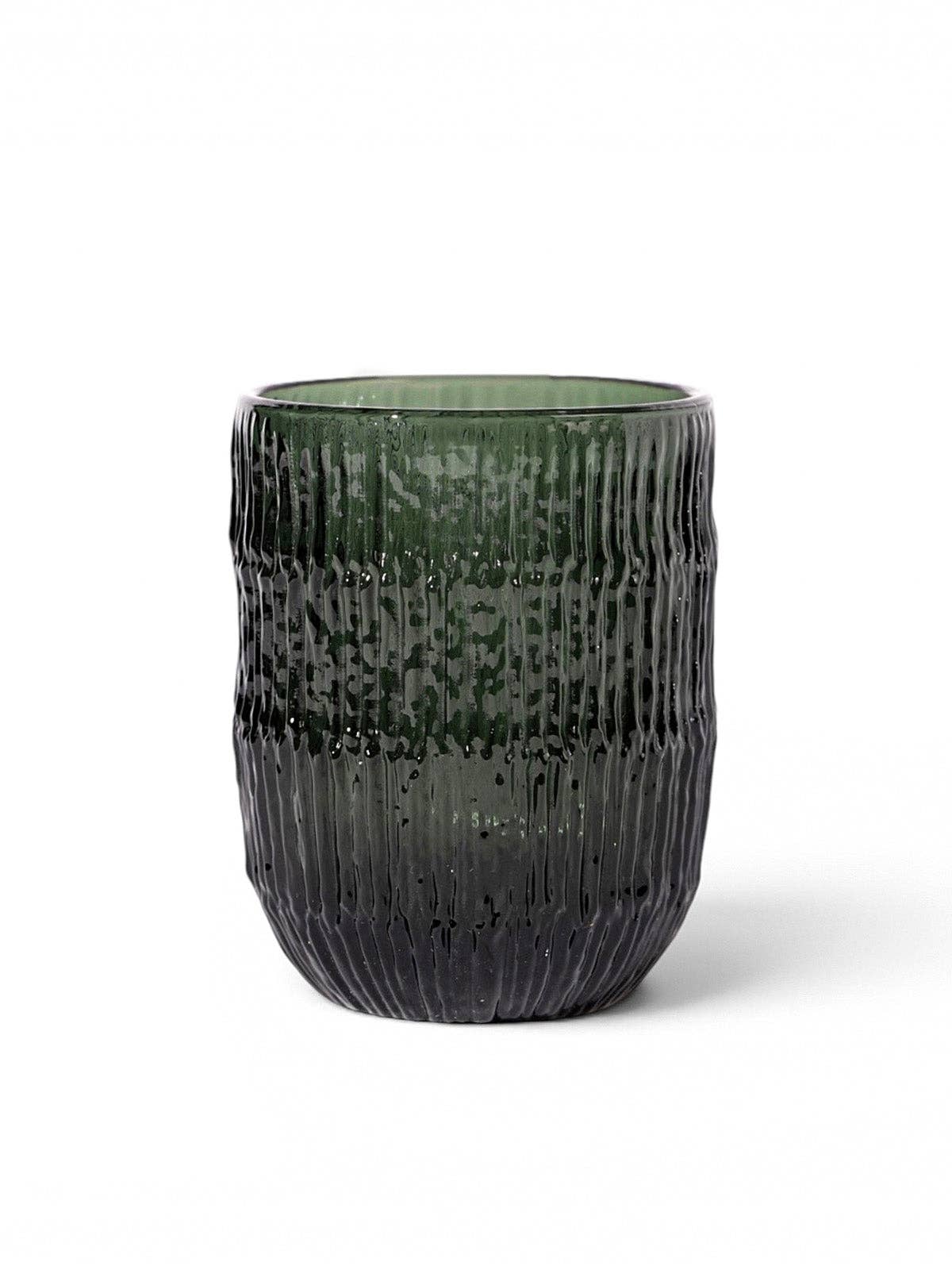 Textured Drinking Glass | Handcrafted | 350 ml: Deep Forest Green