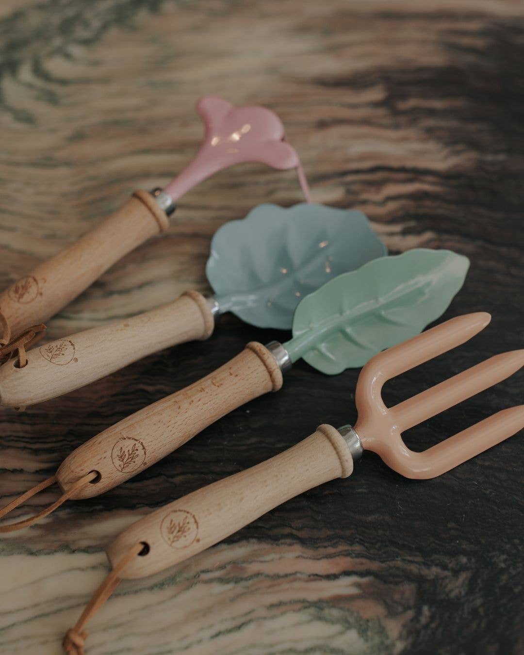 Kids Garden Tool Set – 4-Piece Colorful Wooden Hand Tools