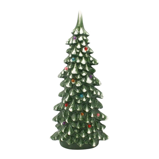 Retro Lighted Flocked Porcelain Tree