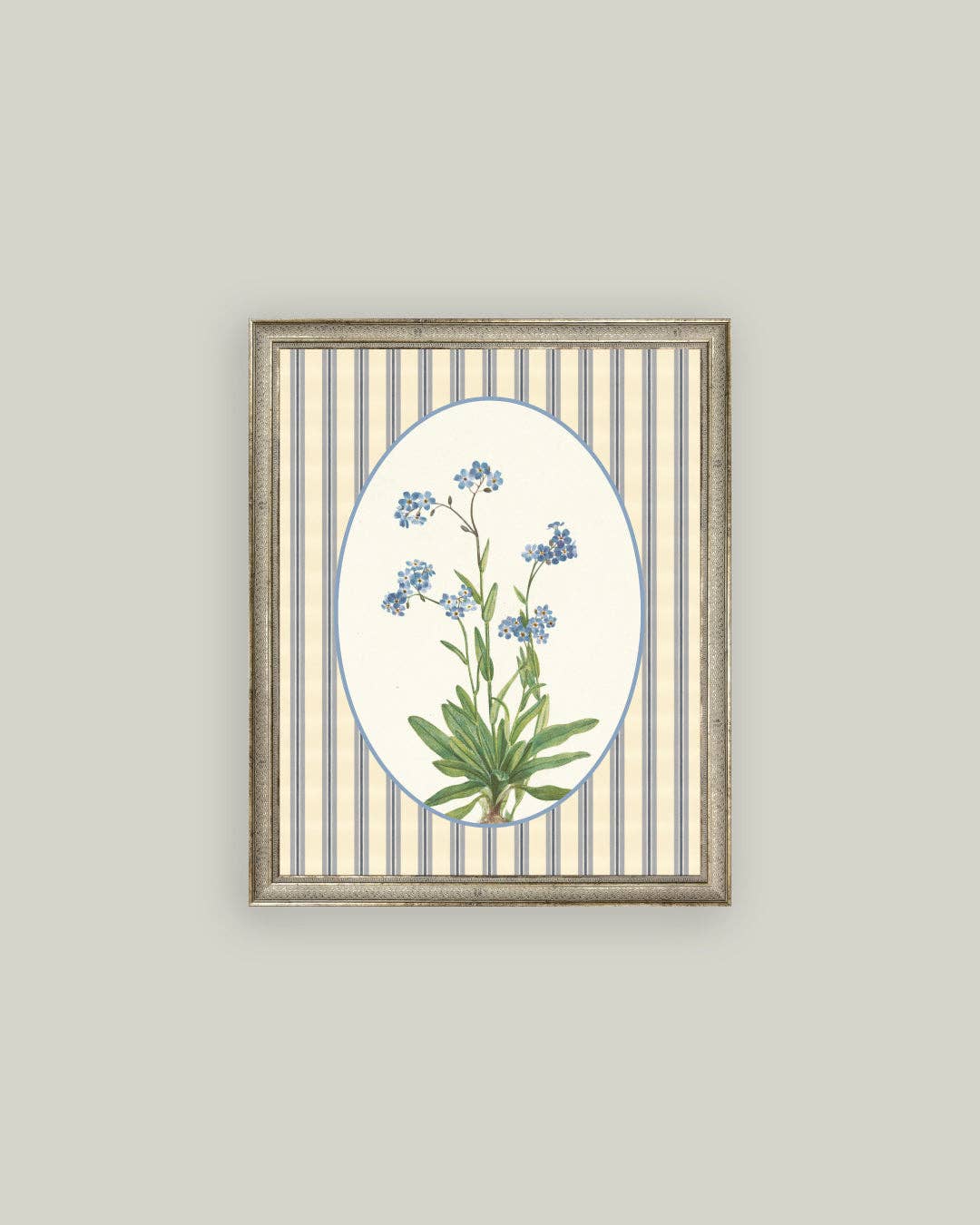 Blue Blooms on Stripe: 5x7