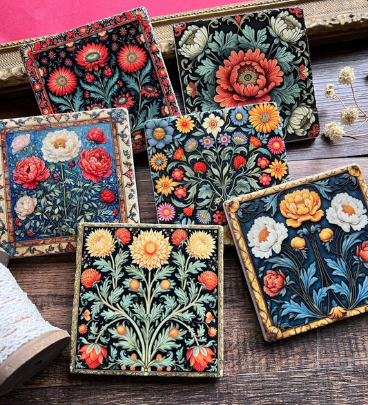 William Morris inspired stone coasters