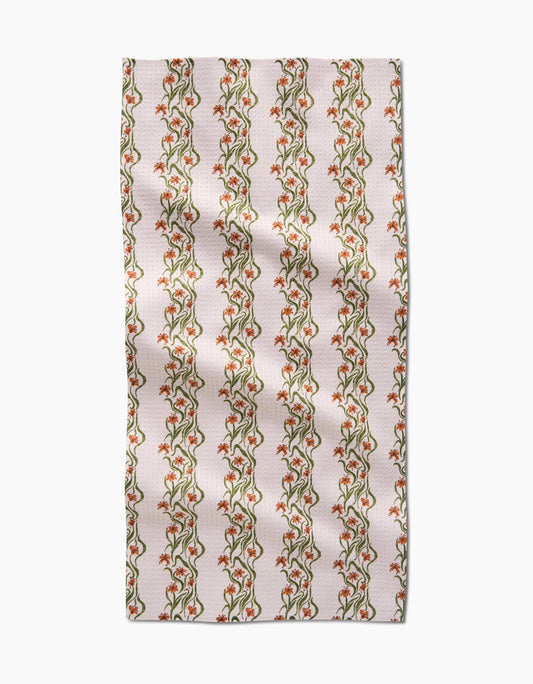 Floral Fall Stripe Bar Towel