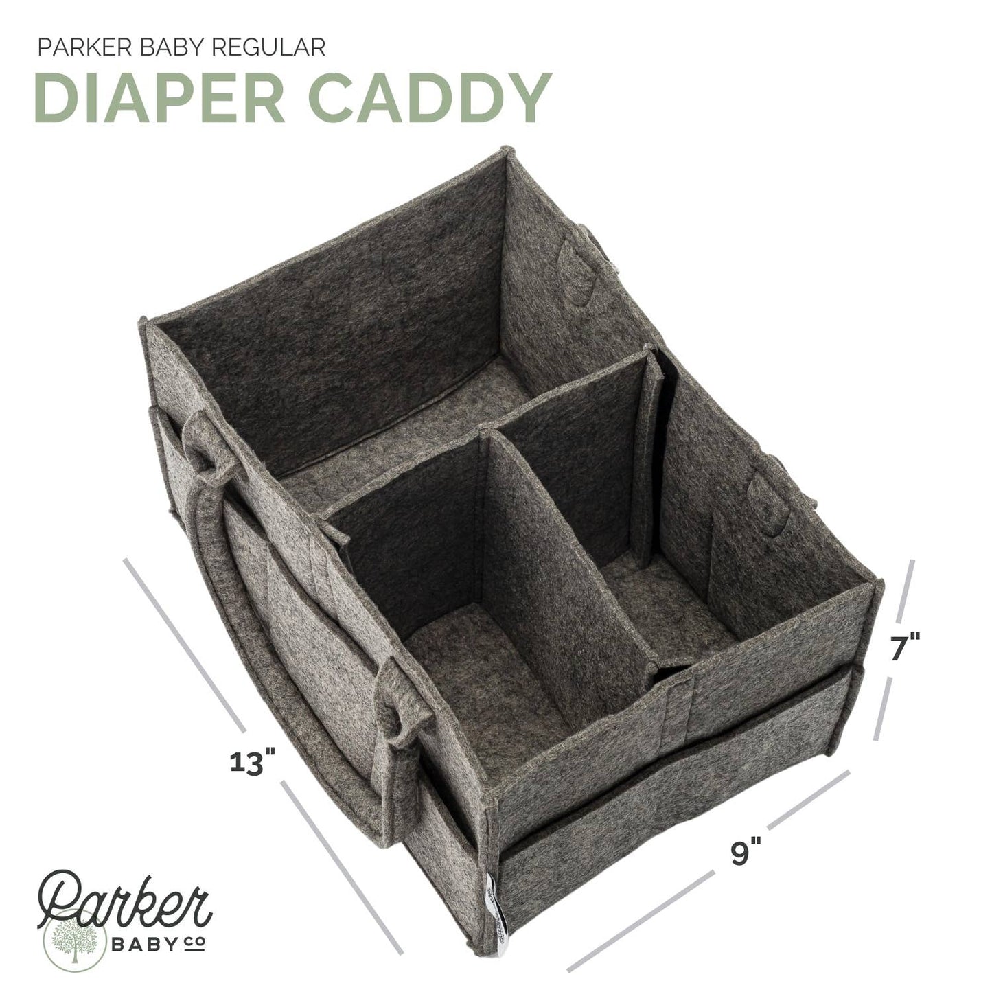 Diaper Caddy in Peppercorn: Large (16 x 10 x 7")