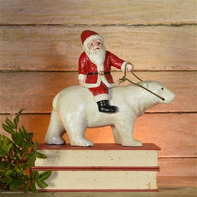 Polar Bear with Santa, Cast Iron