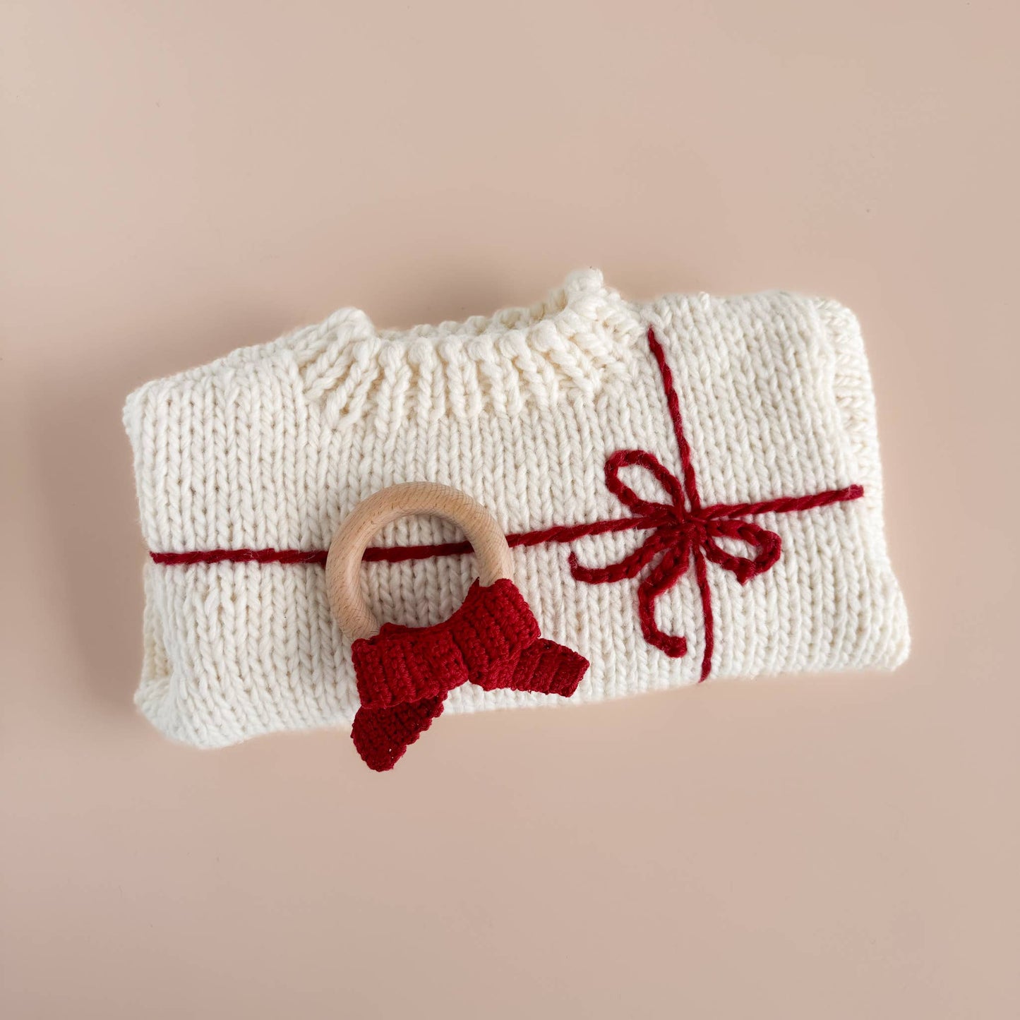 Present Sweater Cream/Red | Kid Baby Holiday Christmas: S; 12-24M