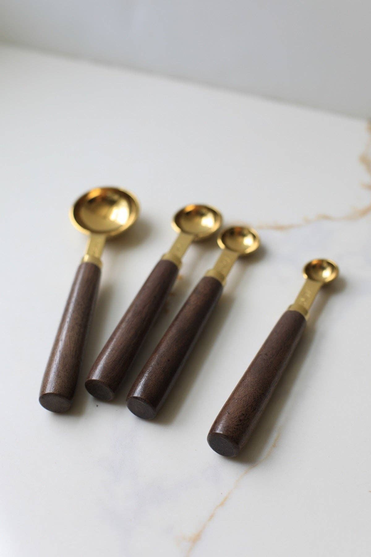 Stainless Steel Walnut Baking Measuring Spoon Set